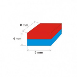 Neodymium magnet prism 8x8x4 N 80 °C, VMM8-N45