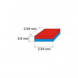 Neodymium magnet prism 2,54x2,54x0,8 E 150 °C, VMM6SH-N40SH