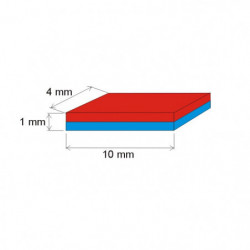 Neodymium magnet prism 10x4x1 Au 80 °C, VMM10-N50