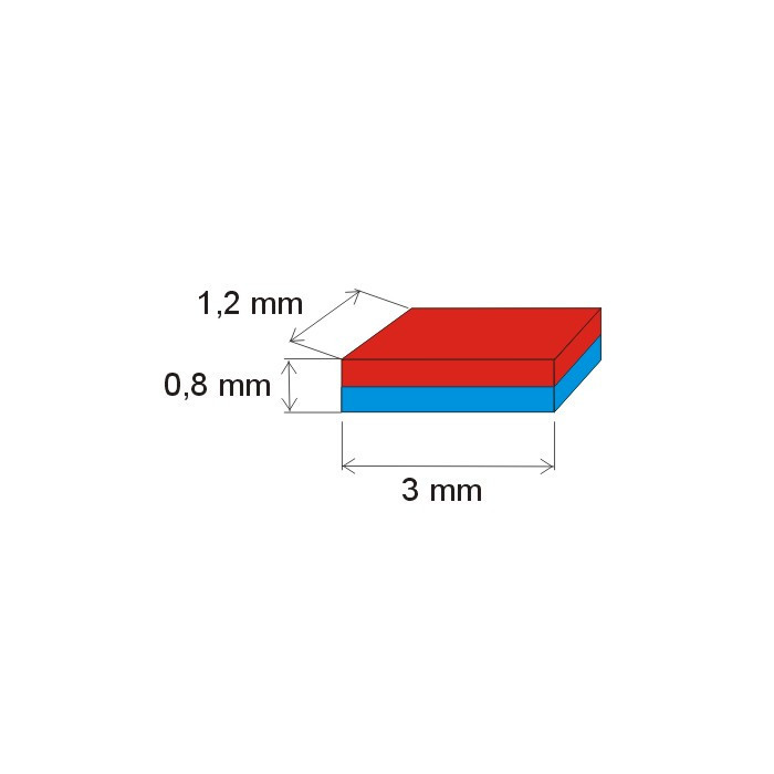 Neodymium magnet prism 3x1,2x0,8 N 80 °C, VMM4-N35