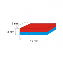 Neodymium magnet prism 10x5x2 Au 80 °C, VMM10-N50