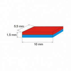 Neodymium magnet prism 10x5,5x1,5 P 150 °C, VMM8SH-N45SH
