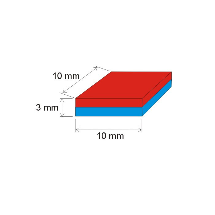 Neodymium magnet prism 10x10x3 N 150 °C, VMM7SH-N42SH