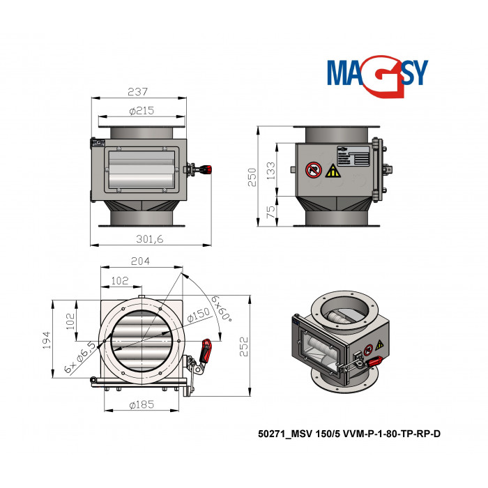 Telescopic magnetic separator MSV 150/5 VVM-P-1-80-TP-RP-D