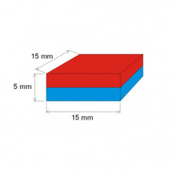 Neodymium magnet prism 15x15x5 N 80 °C, VMM4-N30