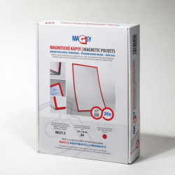 Magnetic pocket A4 with red frame - set 20 pcs