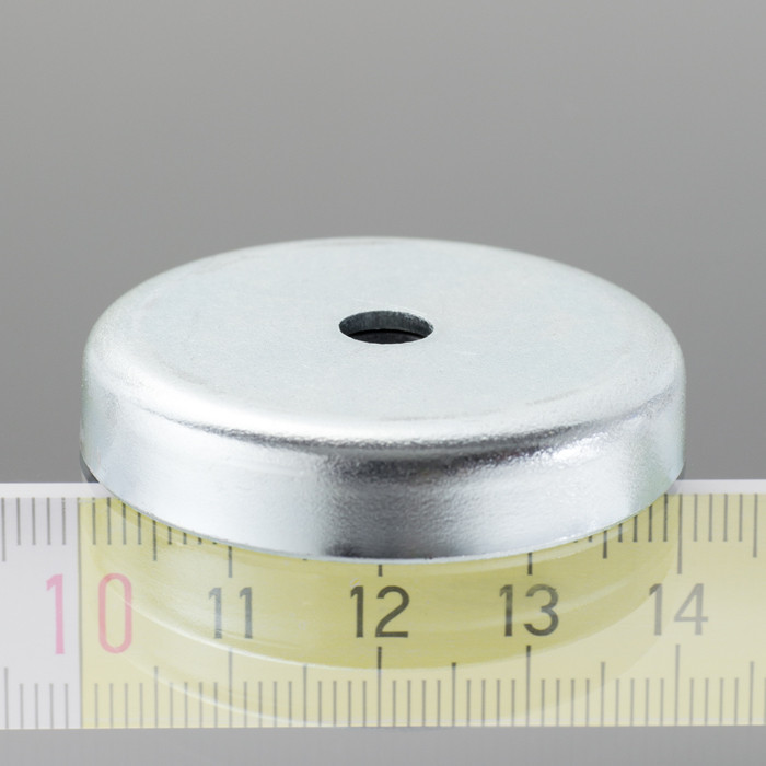 Magnetic lens / pot magnet dia. 40, height 8 mm, inner hole for screw dia. 5,5 mm