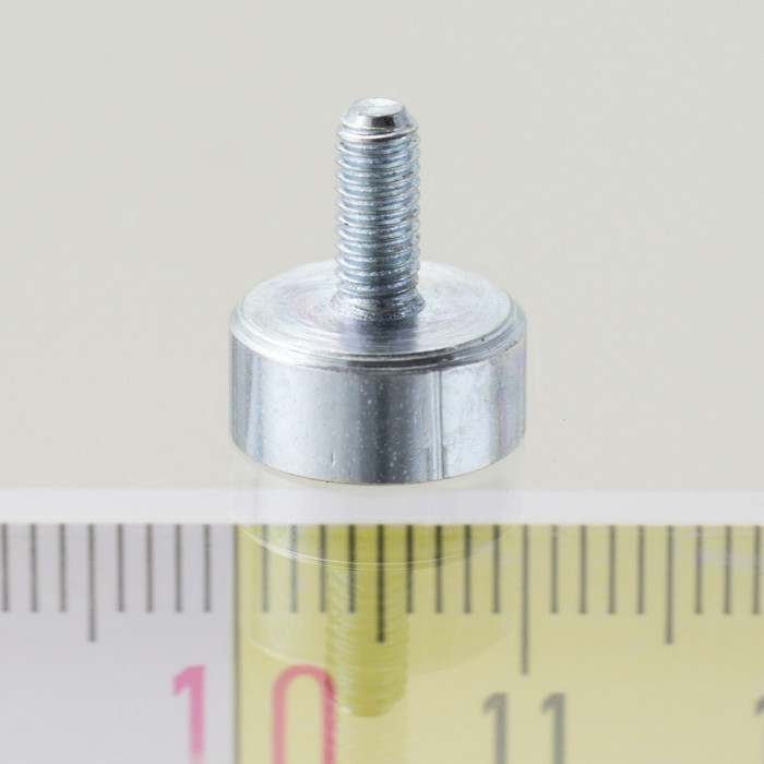 Magnetic lens / pot magnet with stems dia. 10 x height 4,5 mm, with inner screw M3, screw height 7 mm