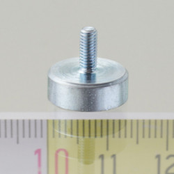 Magnetic lens / pot magnet with stems dia. 13 x height 4,5 mm, with inner screw M3, screw height 7 mm