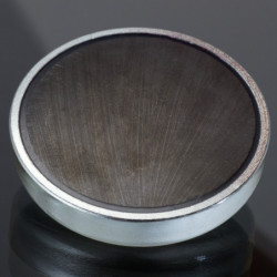 Magnetic lens / pot magnet with stems dia. 20 x height 6 mm, with inner screw M3, screw height 7 mm