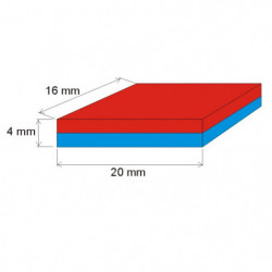 Neodymium magnet prism 20x16x4 N 80 °C, VMM4-N35