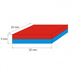 Neodymium magnet prism 20x20x3 N 80 °C, VMM8-N45