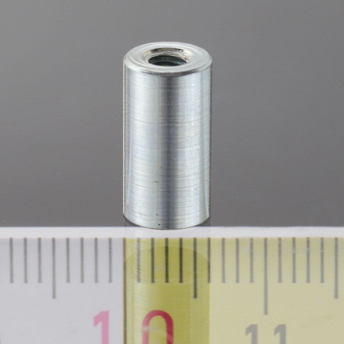 Cylindrical magnetic lens / pot magnet dia. 6 x height 11,5 mm with outer screw M3, screw height 7 mm