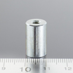 Cylindrical magnetic lens / pot magnet dia. 10 x height 16 mm with inner screw M4. Screw length 7 mm