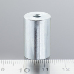 Cylindrical magnetic lens / pot magnet dia. 13 x height 20 mm with inner screw M4. Screw length 7 mm