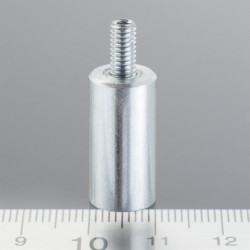 Cylindrical magnetic lens / pot magnet dia. 10 x height 20 mm with inner screw M4. Screw length 8 mm