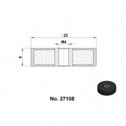 Magnetic lens / pot magnet, rubber-coated, dia. 22x6-M4-6H