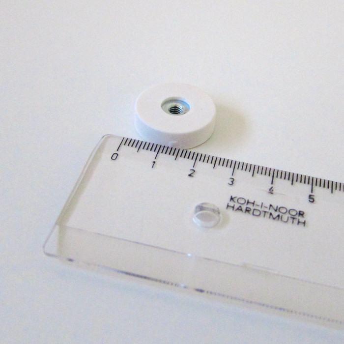 Magnetic lens / pot magnet, rubber-coated, dia. 22x6-M4-6H - W