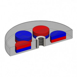 Magnetic lens / pot magnet, rubber-coated, dia. 22x6-M4-6H - W