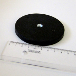 Magnetic lens / pot magnet, rubber-coated, dia. 88x8,5-M6-6H