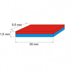 Neodymium magnet prism 30x5,5x1,5 P 150 °C, VMM8SH-N45SH