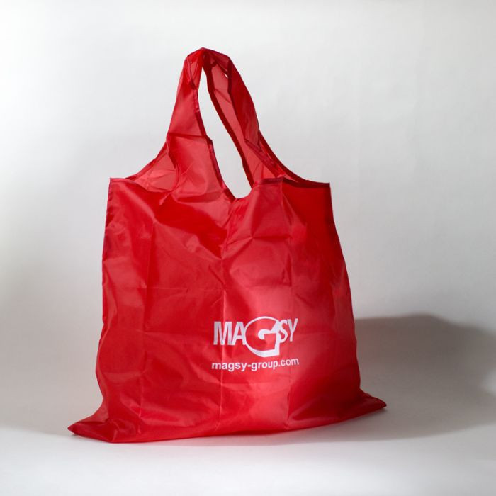 Shopping bag, folding, in red color