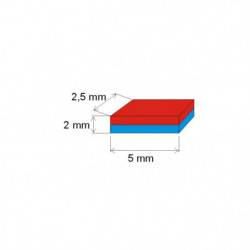Neodymium magnet prism 5x2,5x2 N 120 °C, VMM65H-N44H