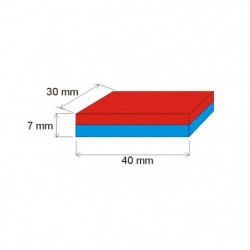 Neodymium magnet prism 40x30x7 N 80 °C, VMM4-N30