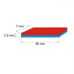 Neodymium magnet prism 45x7x2,5 P 180 °C, VMM5UH-N35UH