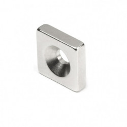 Neodymium magnet prism with a hole for screws with embedded heads 15 x 15 x 4 N 80 °C, VMM4-N35