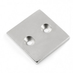 Neodymium magnet prism with a hole for screws with embedded heads 40 x 40 x 4 N 80 °C, VMM4-N35