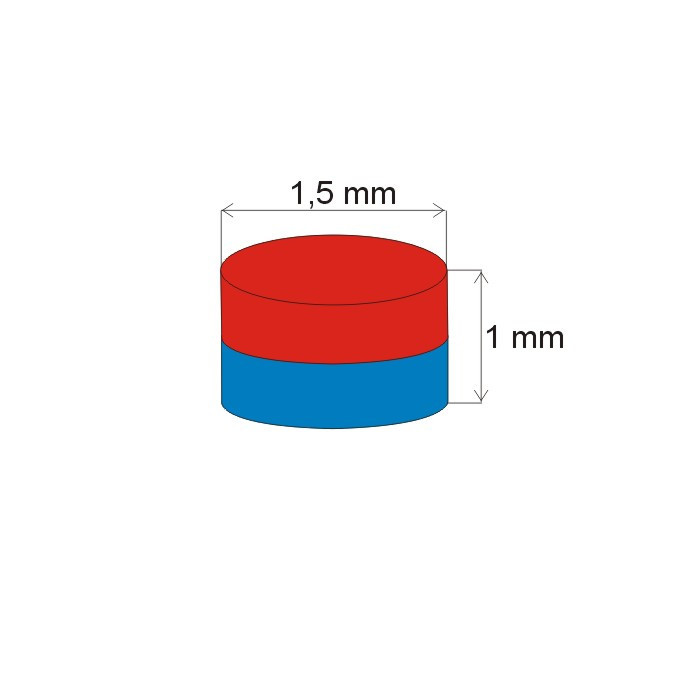 Neodymium magnet cylinder dia.1,5x1 N 80 °C, VMM8-N45