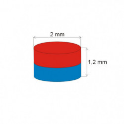 Neodymium magnet cylinder dia.2x1,2 N 150 °C, VMM8SH-N45SH