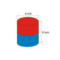 Neodymium magnet cylinder dia.4x6 N 80 °C, VMM7-N42