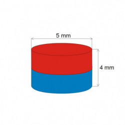Neodymium magnet cylinder dia.5x4 N 80 °C, VMM4-N35