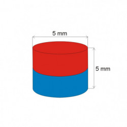 Neodymium magnet cylinder dia.5x5 N 80 °C, VMM8-N45