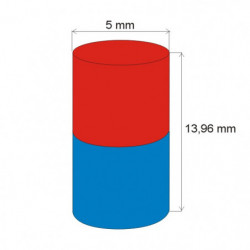 Neodymium magnet cylinder dia.5x13,96 N 80 °C, VMM8-N45