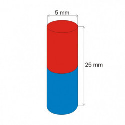 Neodymium magnet cylinder dia.5x25 N 80 °C, VMM8-N45