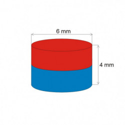 Neodymium magnet cylinder dia.6x4 N 80 °C, VMM4-N35