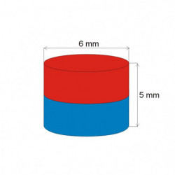 Neodymium magnet cylinder dia.6x5 N 120 °C, VMM8H-N45H
