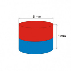 Neodymium magnet cylinder dia.6x6 N 80 °C, VMM4-N35