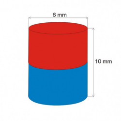 Neodymium magnet cylinder dia.6x10 N 80 °C, VMM6-N40