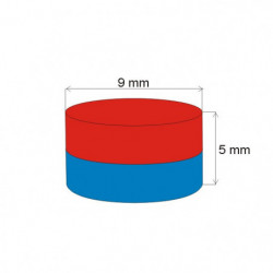 Neodymium magnet cylinder dia.9x5 N 80 °C, VMM10-N50