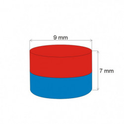 Neodymium magnet cylinder dia.9x7 N 80 °C, VMM7-N42