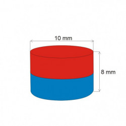 Neodymium magnet cylinder dia.10x8 N 80 °C, VMM7-N42