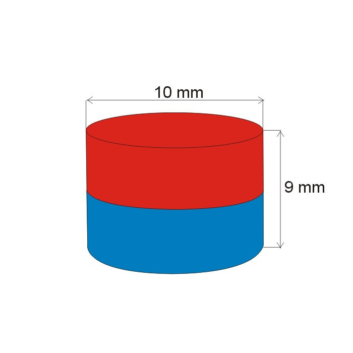 Neodymium magnet cylinder dia.10x9 N 80 °C, VMM4-N30