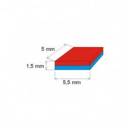 Neodymium magnet prism 5,5x5x1,5 P 150 °C, VMM6SH-N40SH
