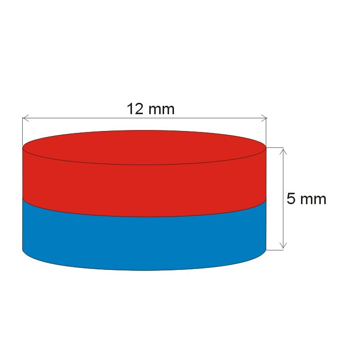 Neodymium magnet cylinder dia.12x5 N 80 °C, VMM4-N35