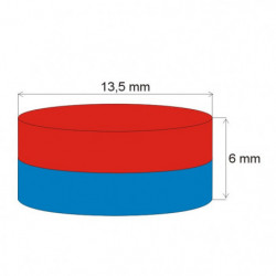 Neodymium magnet cylinder dia.13,5x6 N 80 °C, VMM7-N42