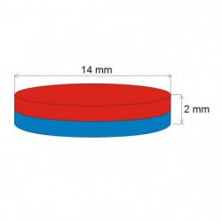 Neodymium magnet cylinder dia.14x2 N 80 °C, VMM5-N38